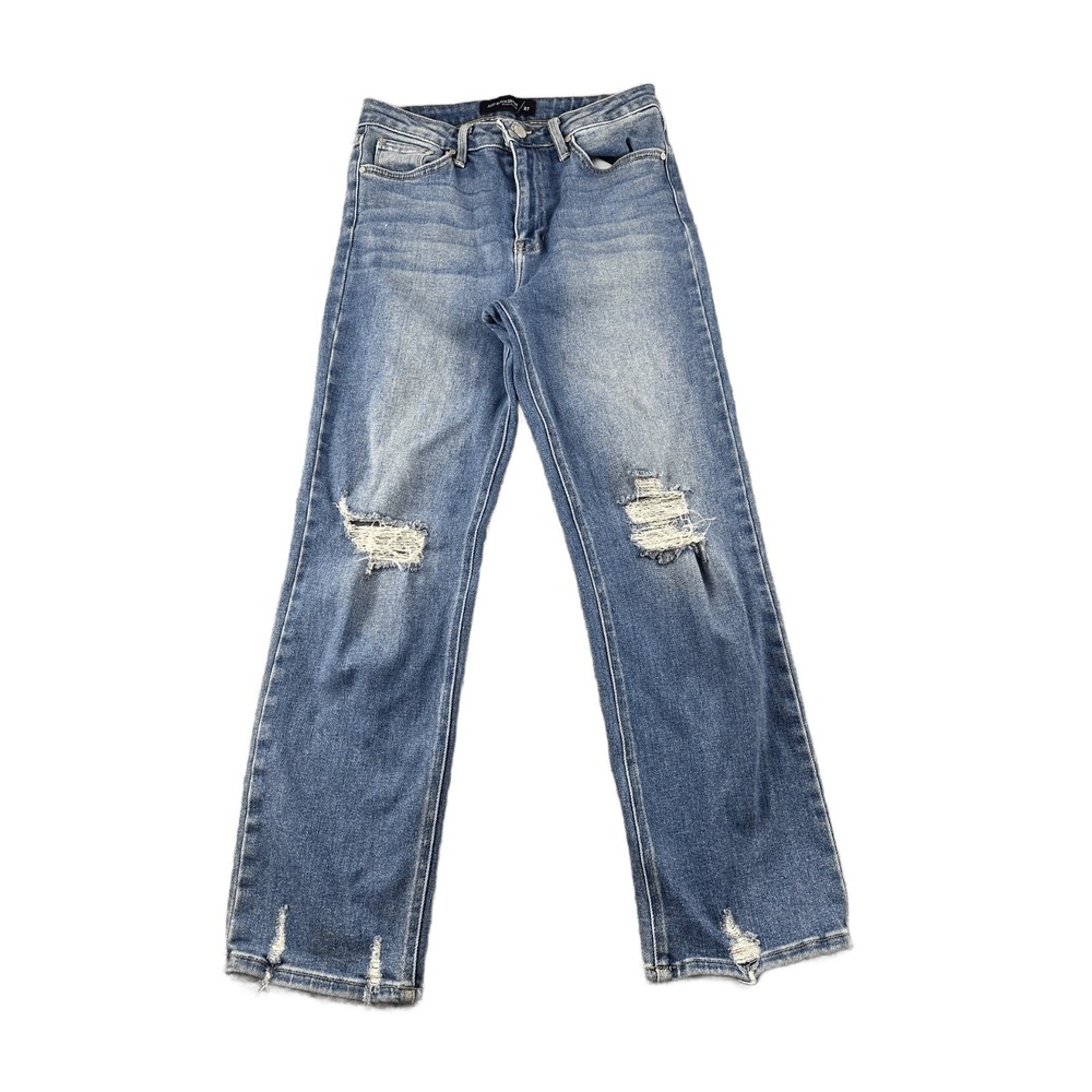 Just Black Denim‎ Jeans Women 27 Blue Straight Leg High Rise Distressed Trendy